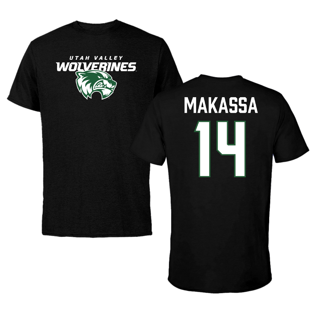 Utah Valley University Soccer (M) Black Wolverines Tee - #14 Dodi Makassa