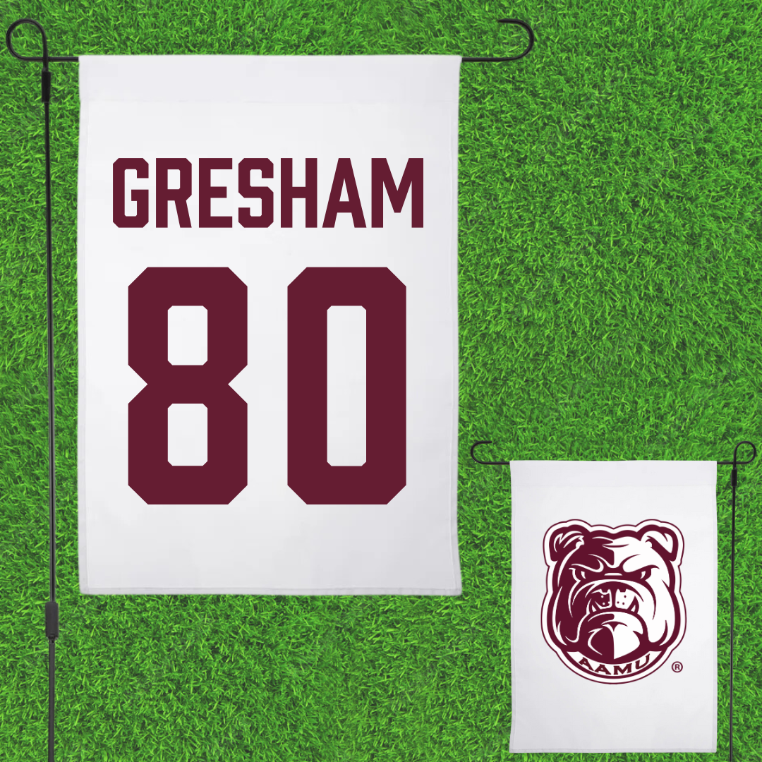 Alabama A&M University Football White Garden Flag - #80 Jaden Gresham