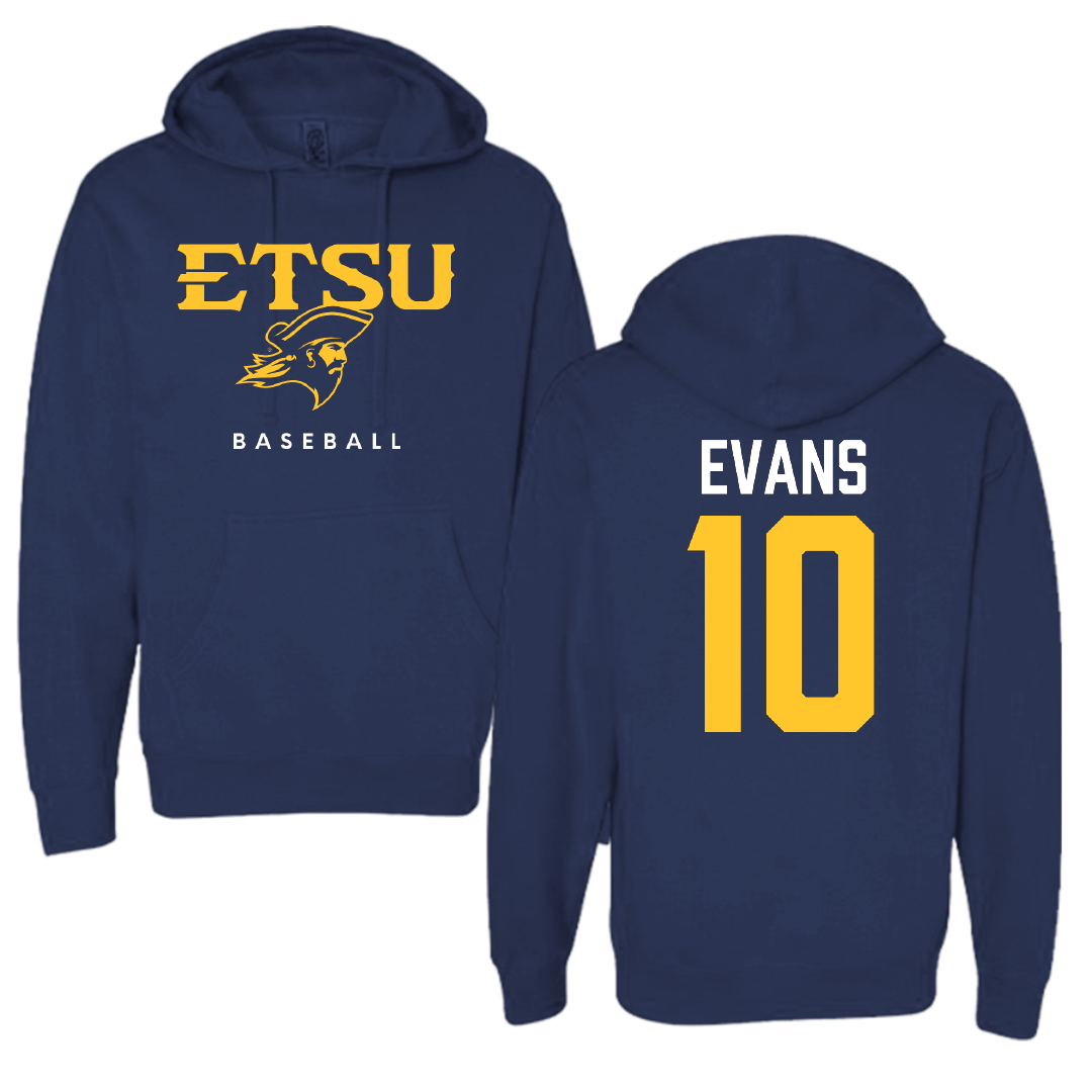 East Tennessee State University Baseball Navy Hoodie - #10 Eli Evans