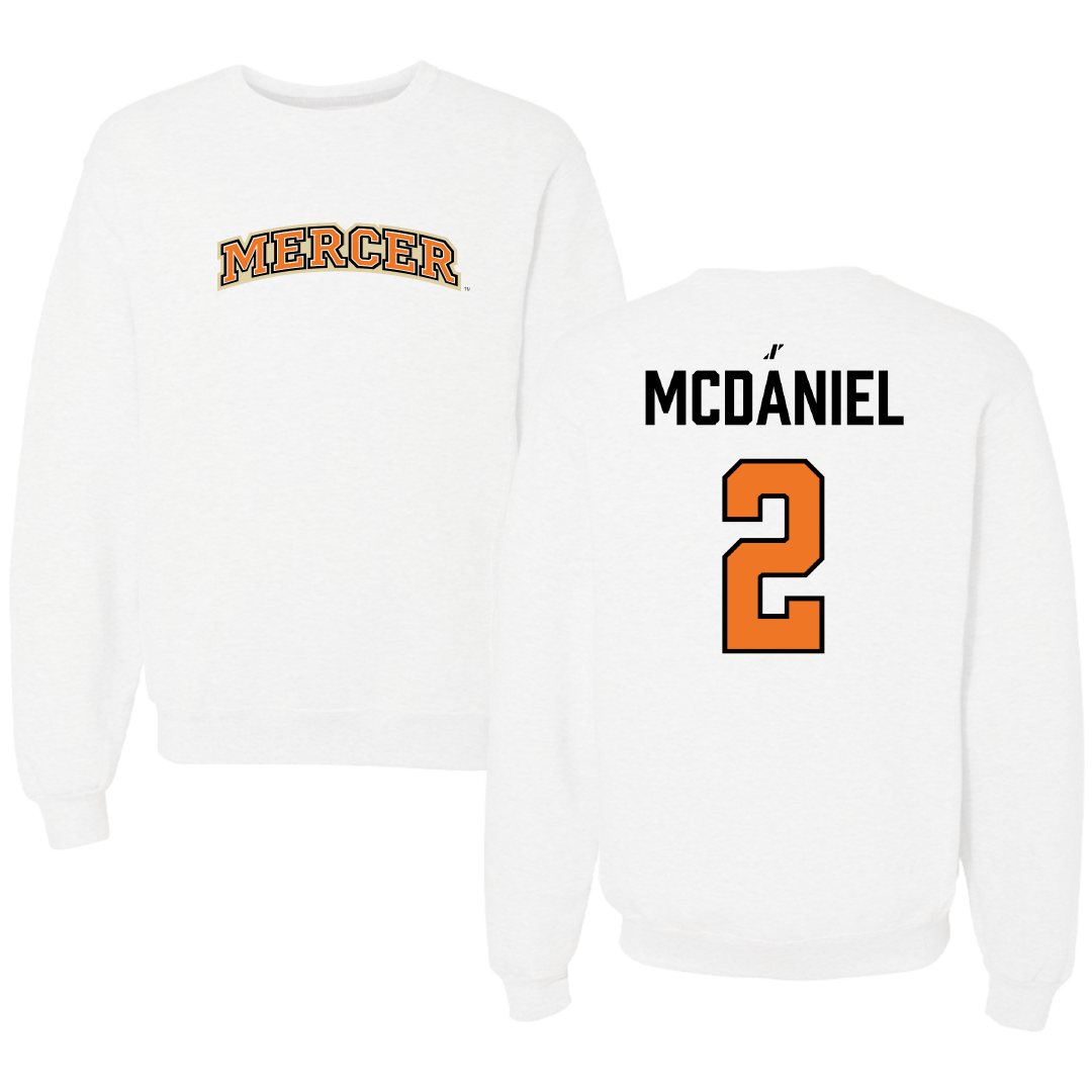 Mercer University Football White Crewneck - #2 Adonis McDaniel