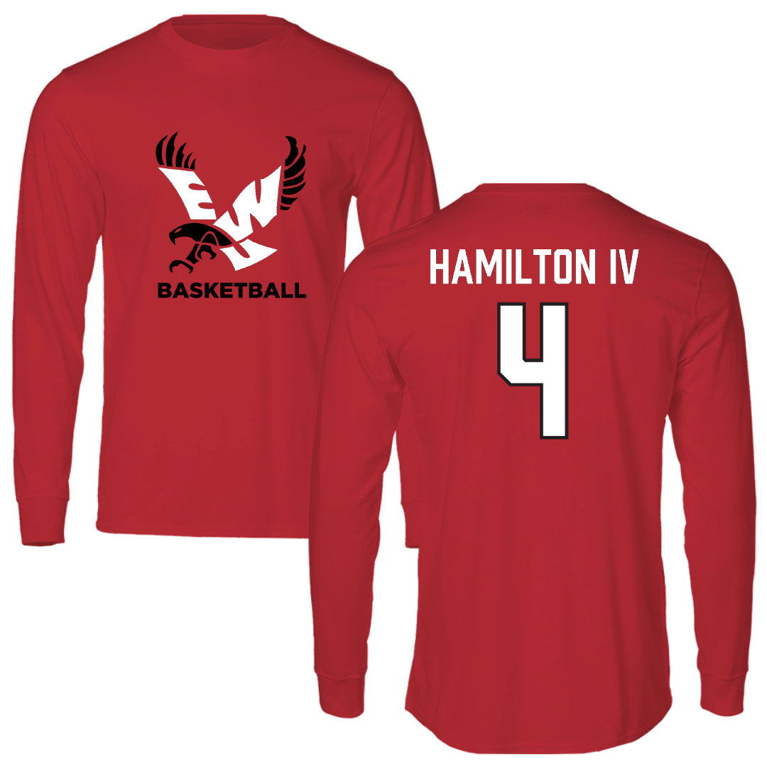 Eastern Washington University Basketball (M) Red EWU Performance Long Sleeve - #4 Alton Hamilton IV