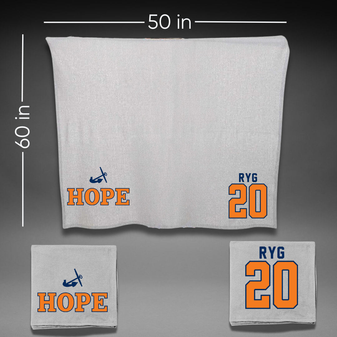Hope College Basketball Gray Blanket - #20 Jared Ryg