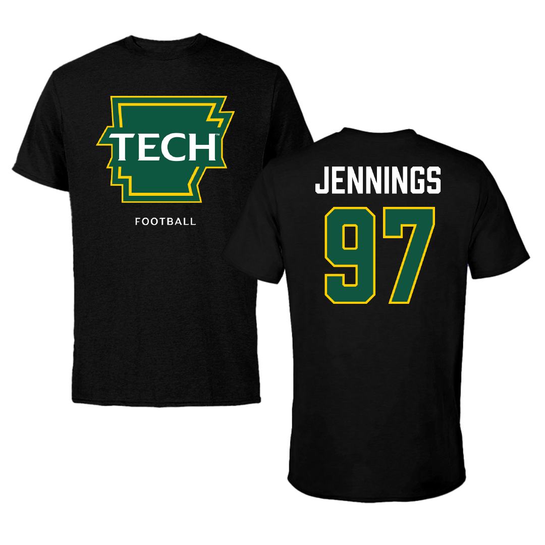Arkansas Tech University Football Black Performance Tee - #97 Jackson Jennings