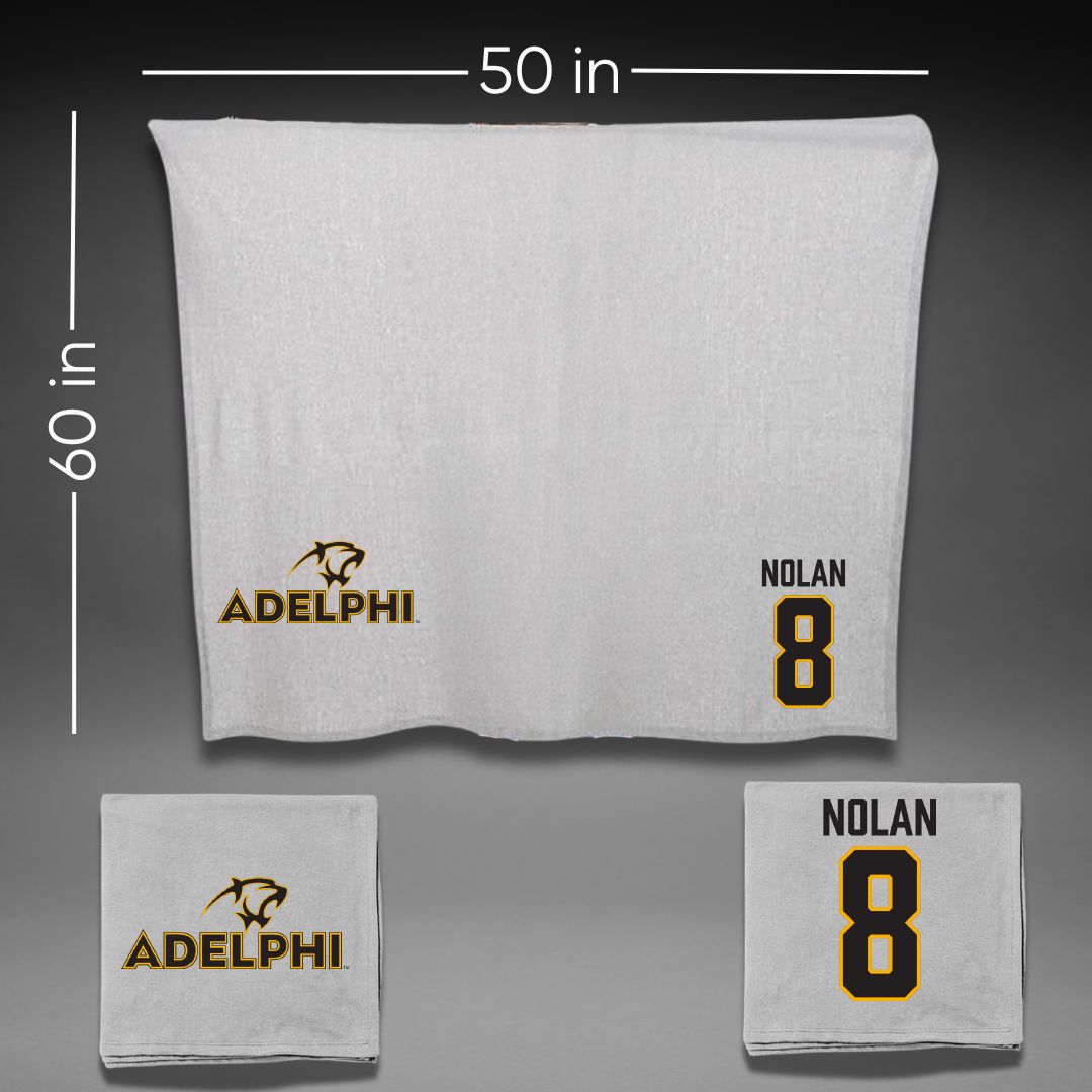 Adelphi University Soccer Gray Blanket - #8 Sam Nolan