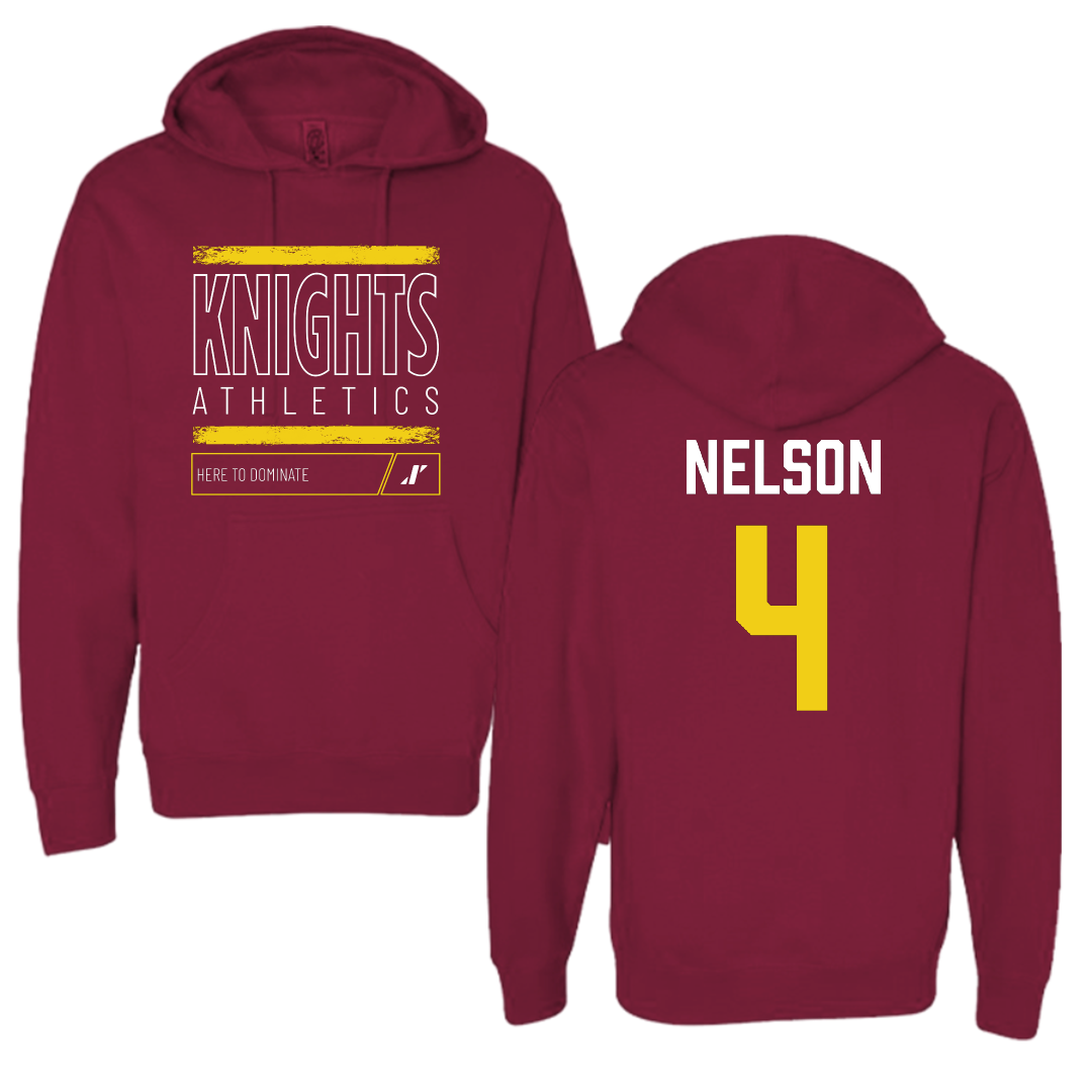 Calvin University Baseball Maroon Dominate Hoodie - #4 Logan Nelson