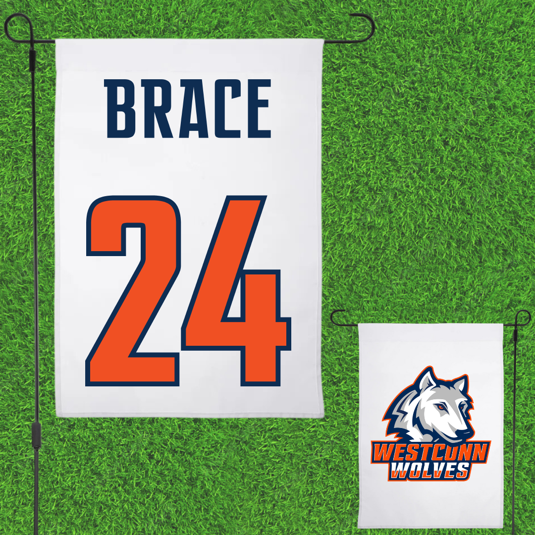 Western Connecticut State University Lacrosse (W) White Garden Flag - #24 Morgan Brace