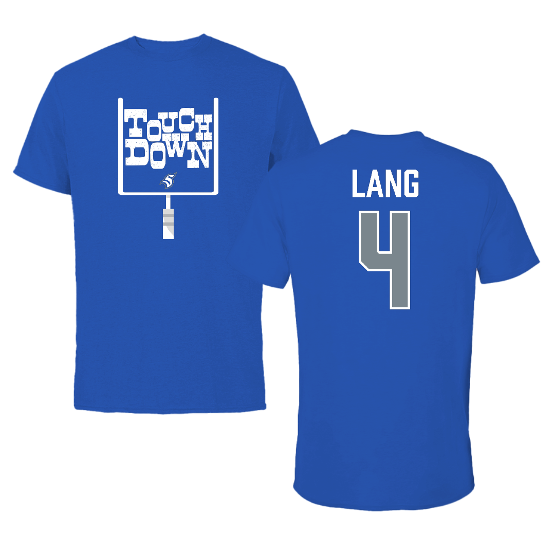 Thomas More University Football Blue Touchdown Tee - #4 Manquez Lang