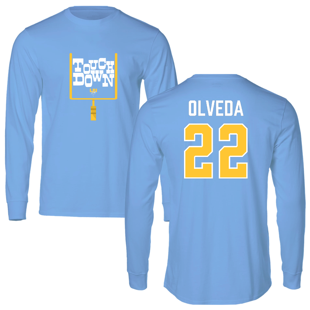 Long Island University Football Carolina Blue Touchdown Long Sleeve - #22 Giancarlo Olveda