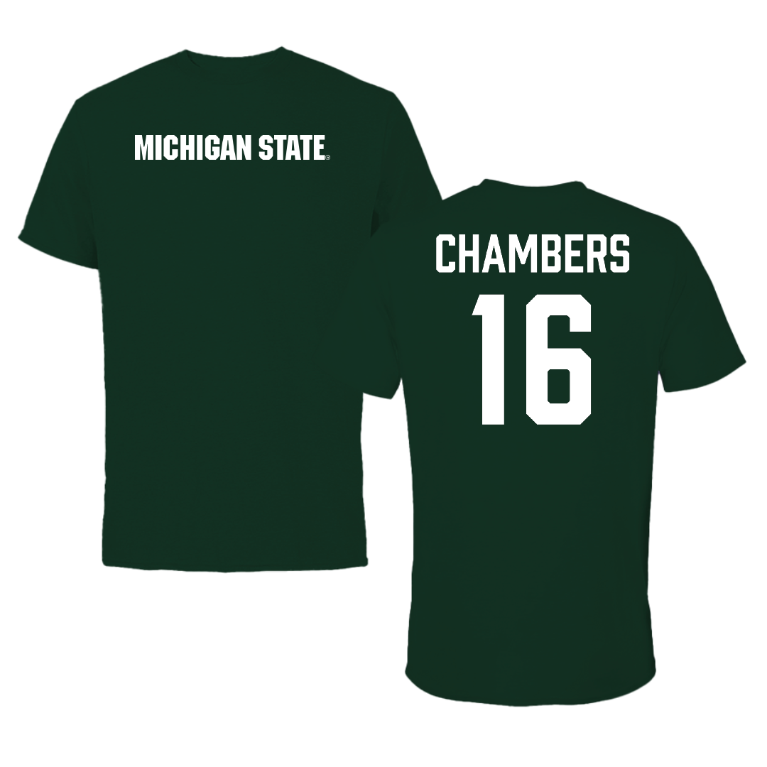 Michigan State University Baseball Forest Green Tee - #16 Brady Chambers