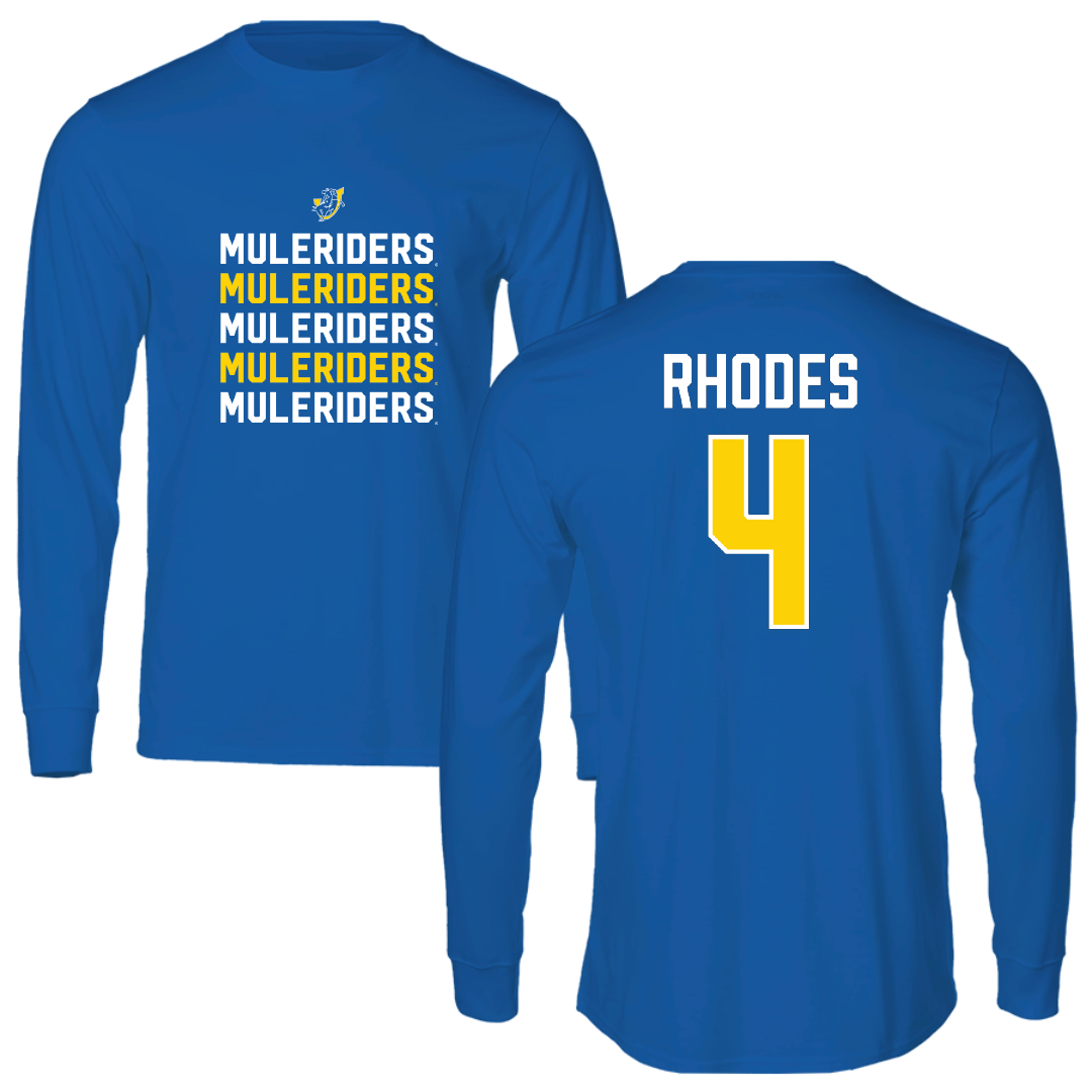 Southern Arkansas University Softball Blue General Performance Long Sleeve - #4 Kassie Rhodes