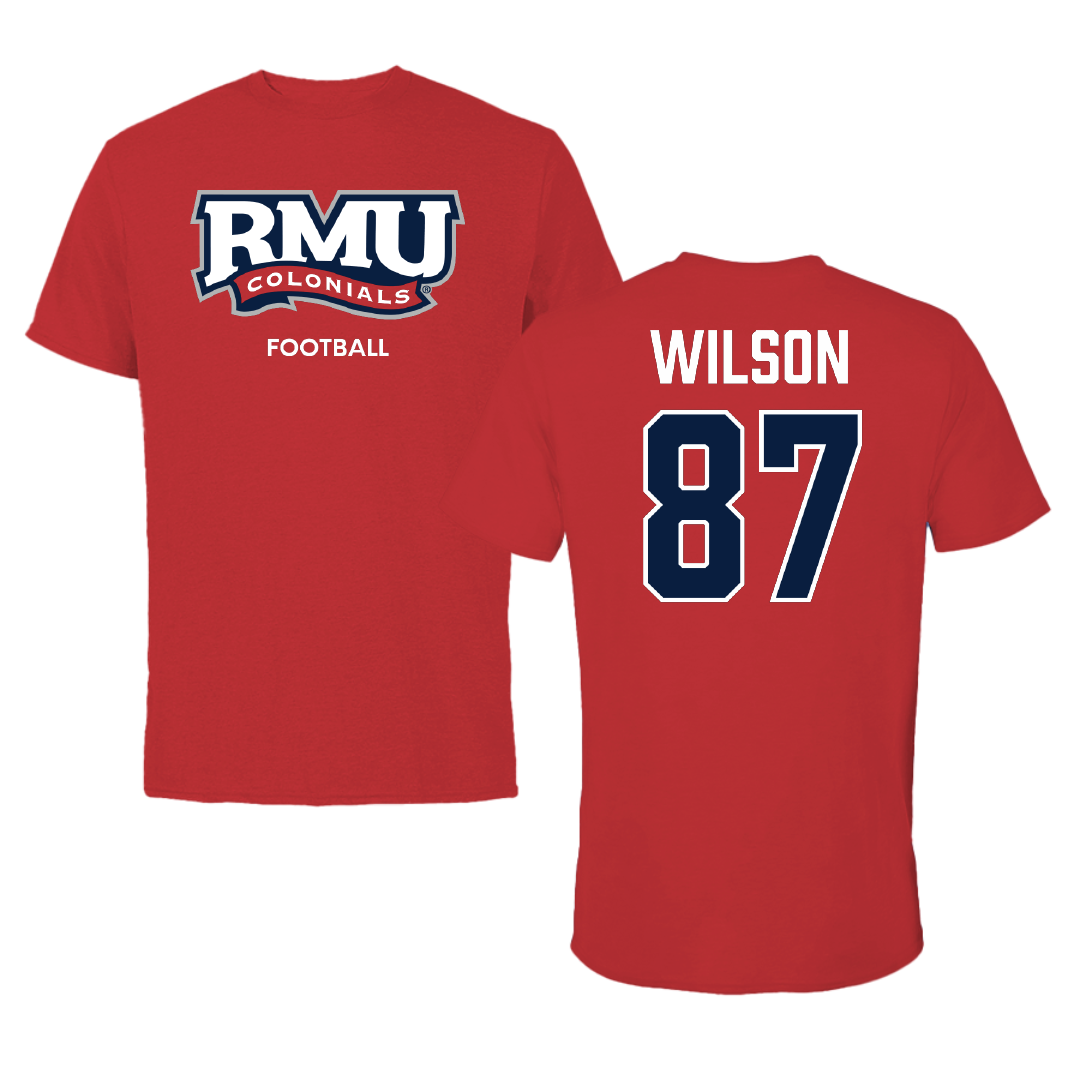 Robert Morris University Football Red Colonials Tee - #87 Trevor Wilson