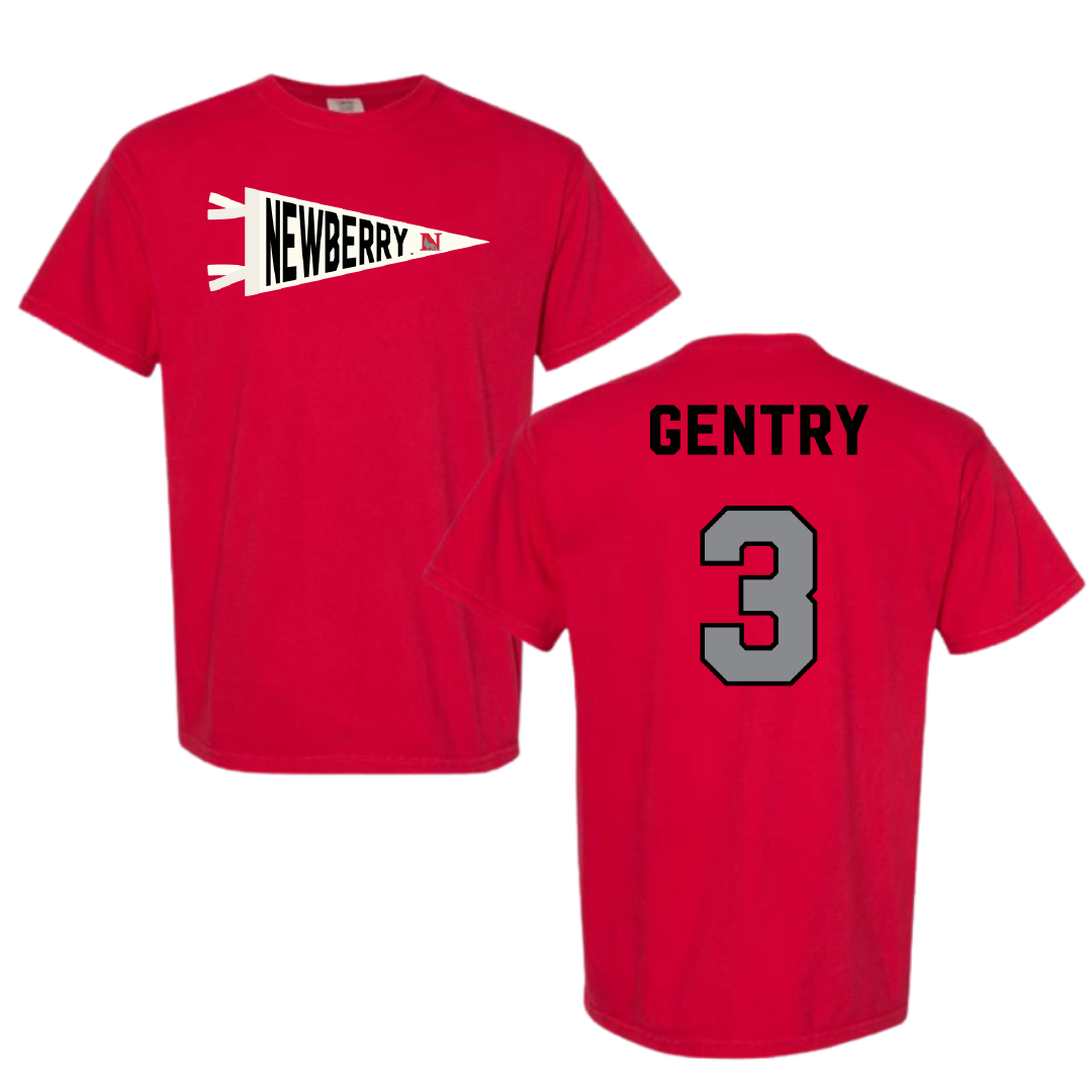 Newberry College Baseball Red Pennant Comfort Colors Tee - #3 Cooper Gentry