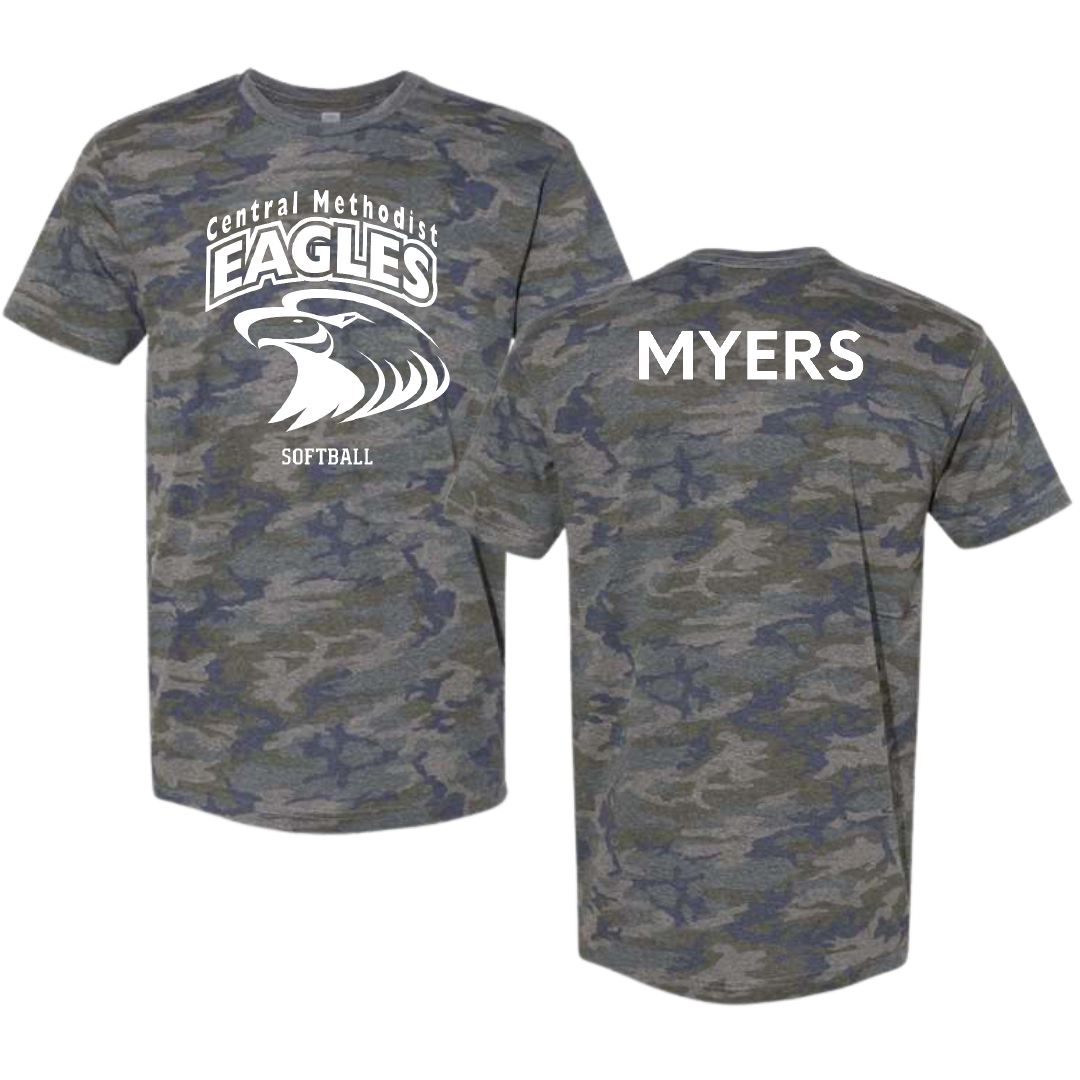 Central Methodist University Softball Vintage Camo Tee - Renay Myers