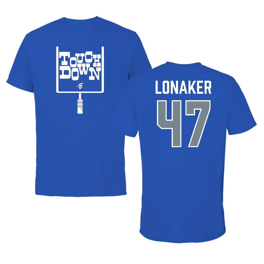 Thomas More University Football Blue Touchdown Tee - #47 Jack Lonaker