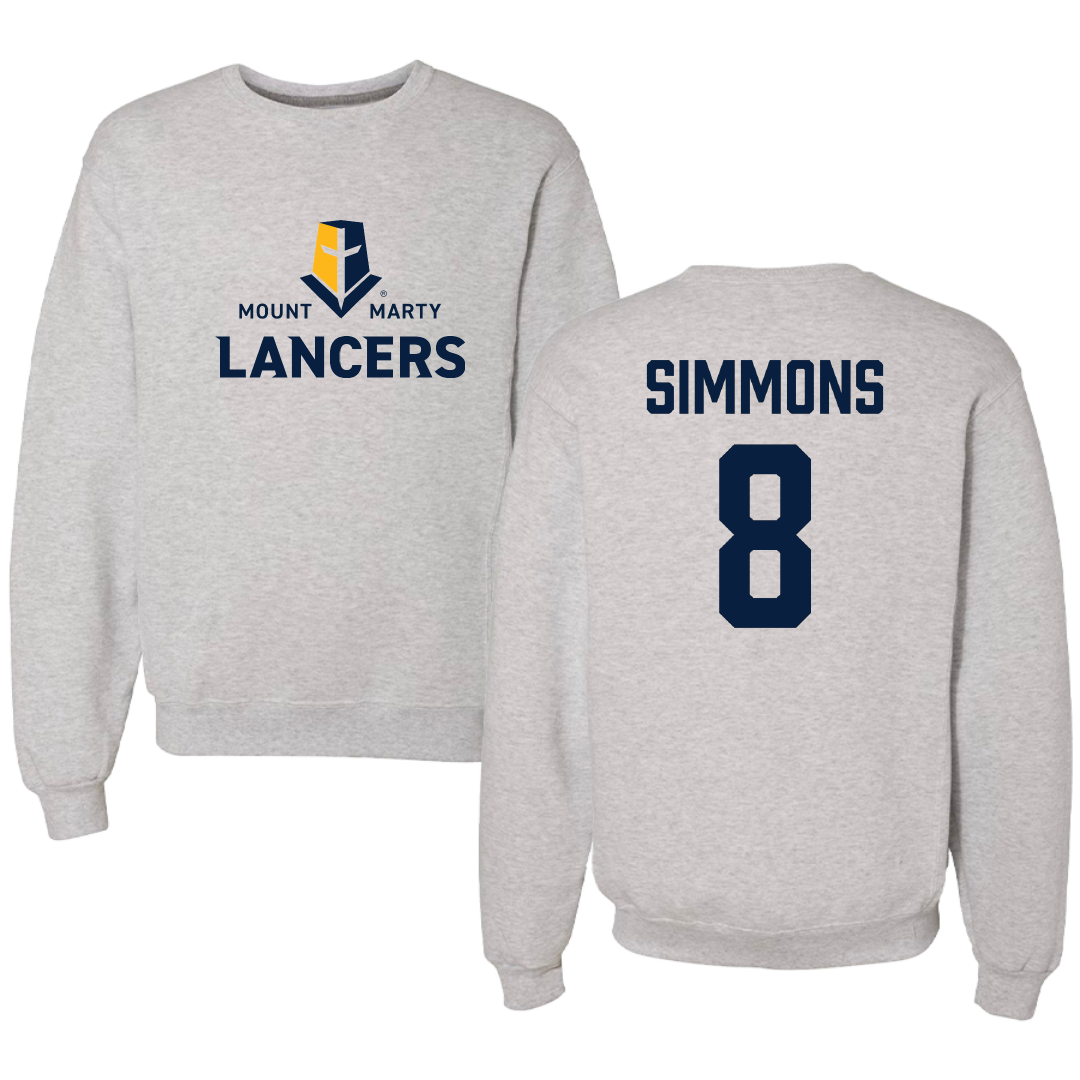 Mount Marty University Softball Light Gray Crewneck - #8 Joslynn Simmons
