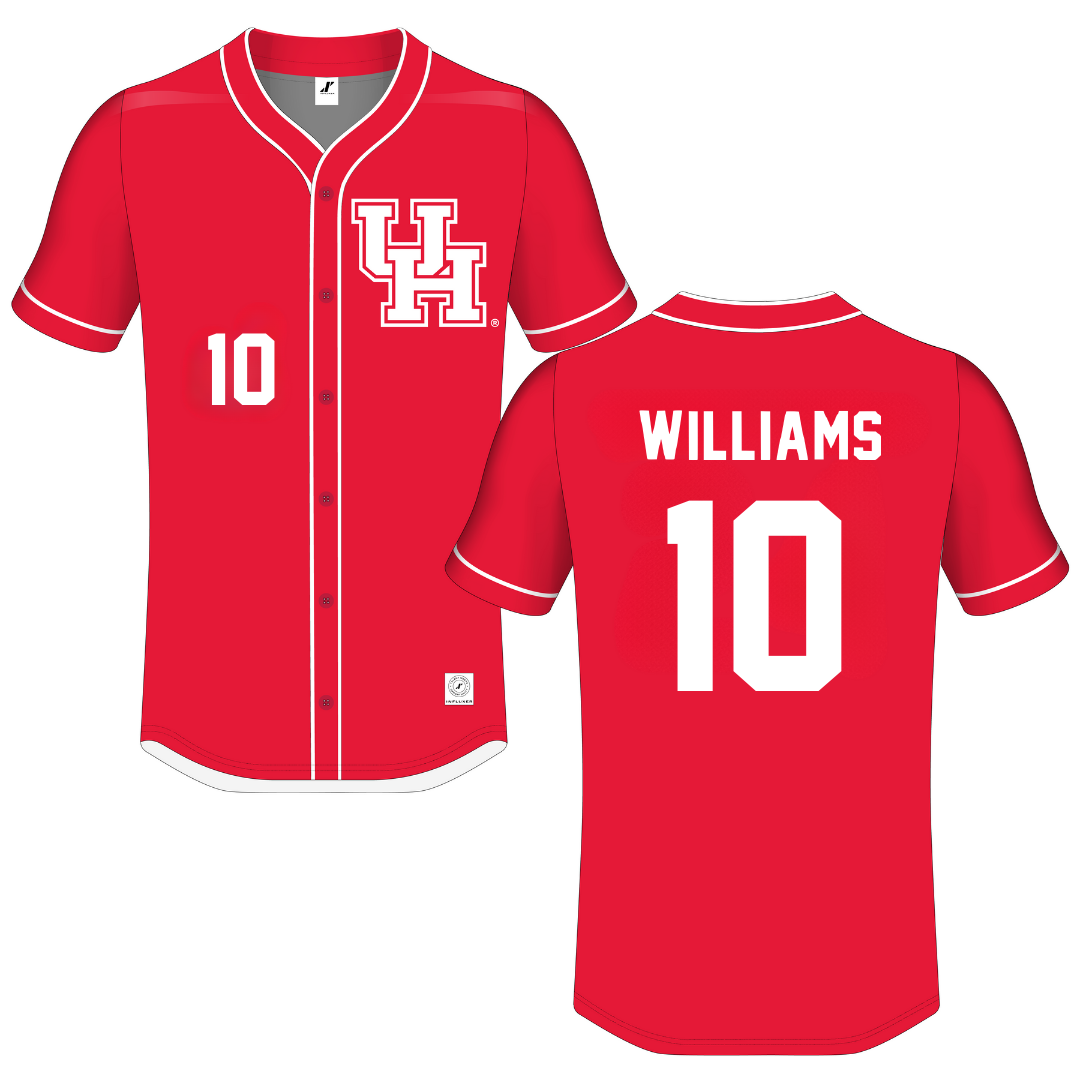 University of Houston Red Button-Down Jersey - #10 Landon Williams