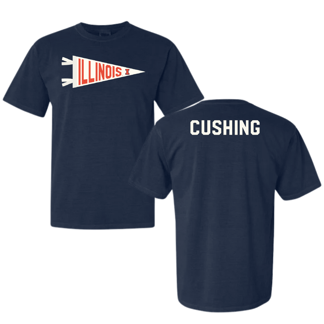 University of Illinois TF and XC Navy Pennant Comfort Colors Tee - Tyler Cushing