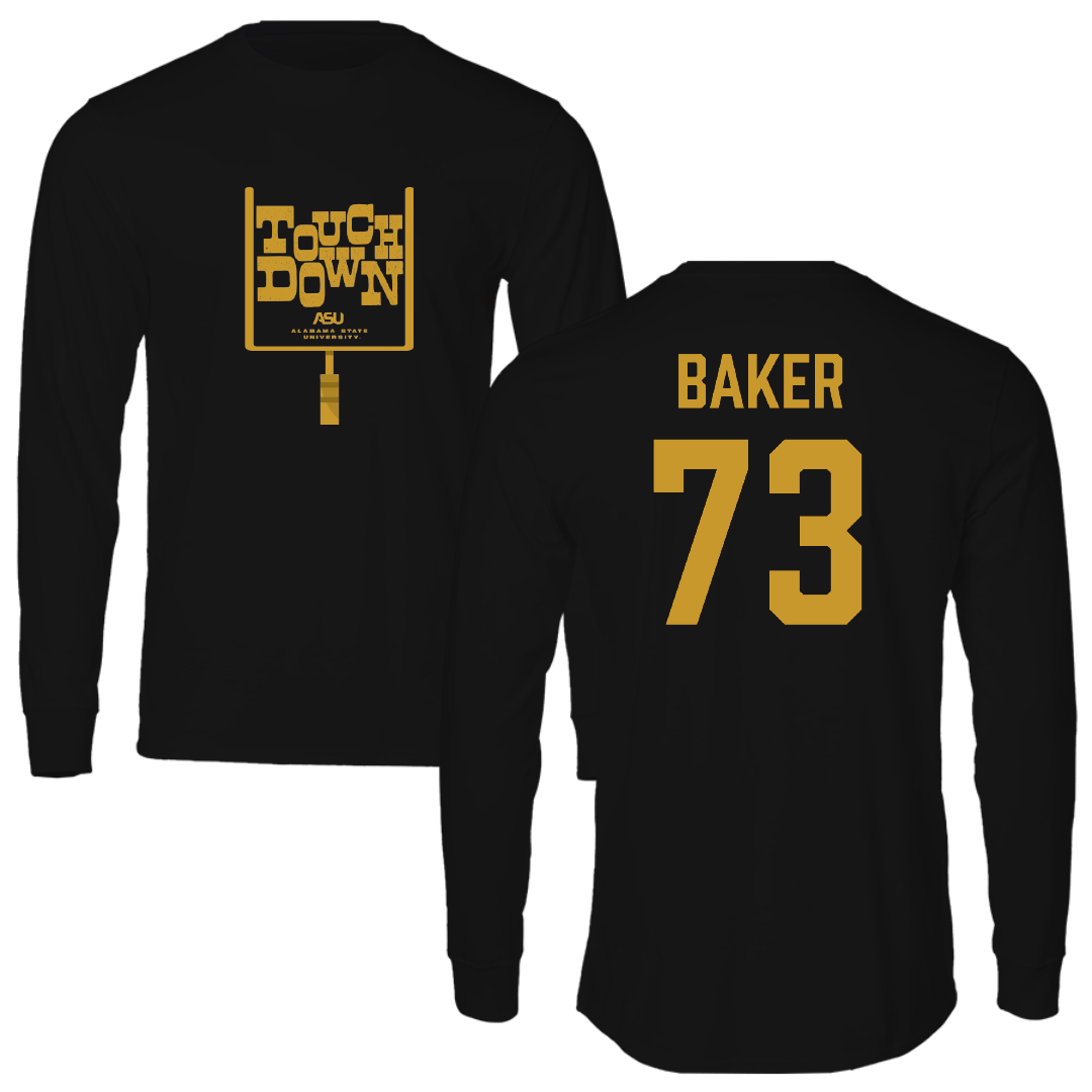 Alabama State University Football Black Touchdown Long Sleeve - #73 Elijah Baker