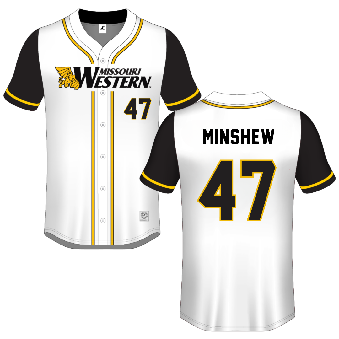 Missouri Western State University White Button-Down Jersey - #47 Lawson Minshew