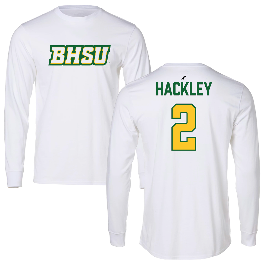 Black Hills State University Basketball (M) White Long Sleeve - #2 Jaeton Hackley