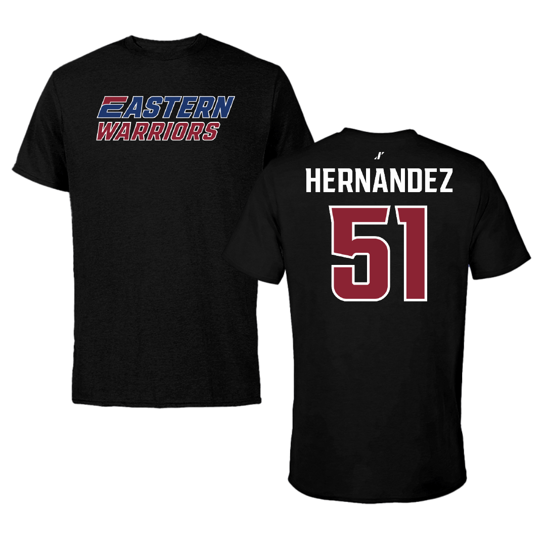 Eastern Connecticut State University Baseball Black Performance Tee - #51 Justin Hernandez