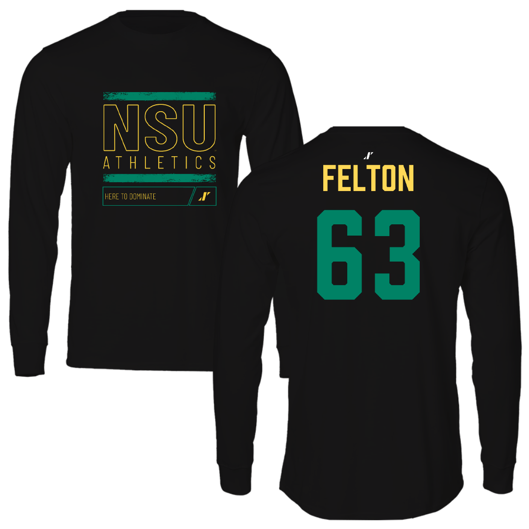 Norfolk State University Football Black Dominate Performance Long Sleeve - #63 Marselle Felton