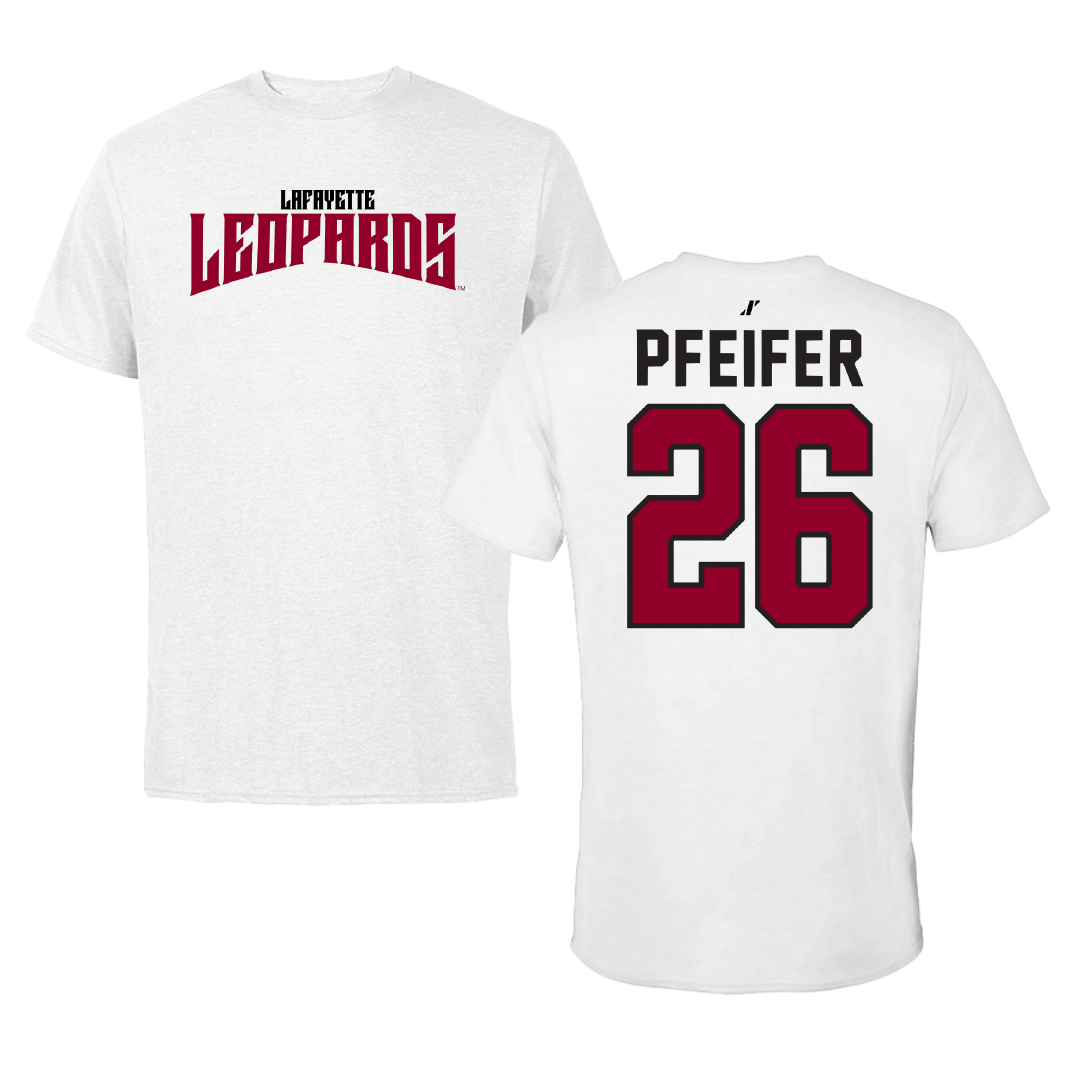 Lafayette College Lacrosse White Classic Performance Tee - #26 Drew Pfeifer