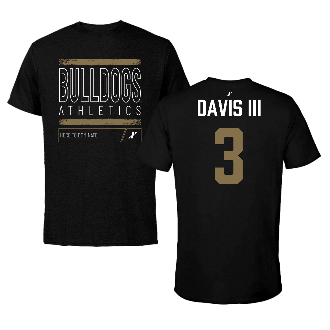 Bryant University Basketball Black Dominate Performance Tee - #3 Aaron Davis III