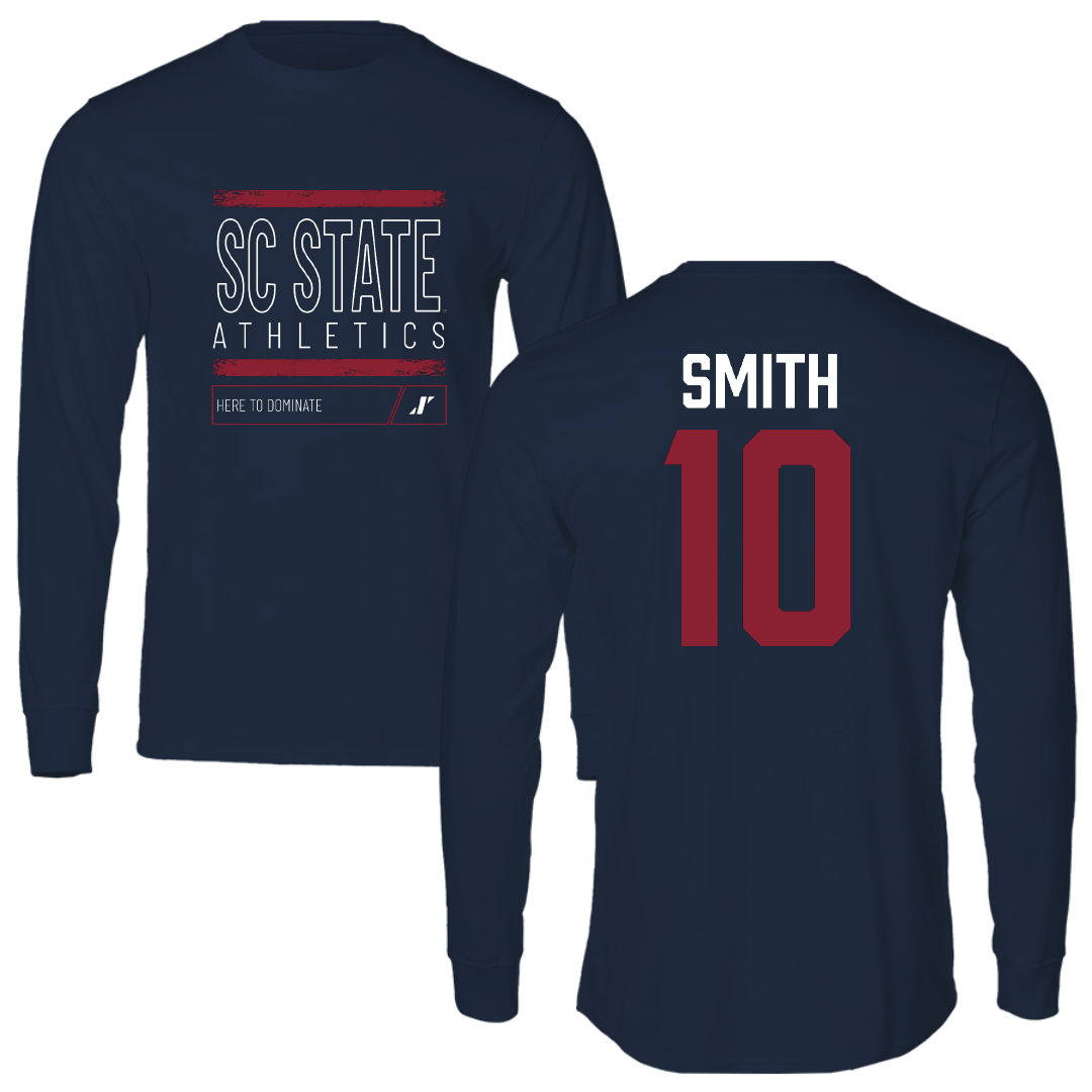 South Carolina State University Football Navy Dominate Performance Long Sleeve - #10 Tyler Smith