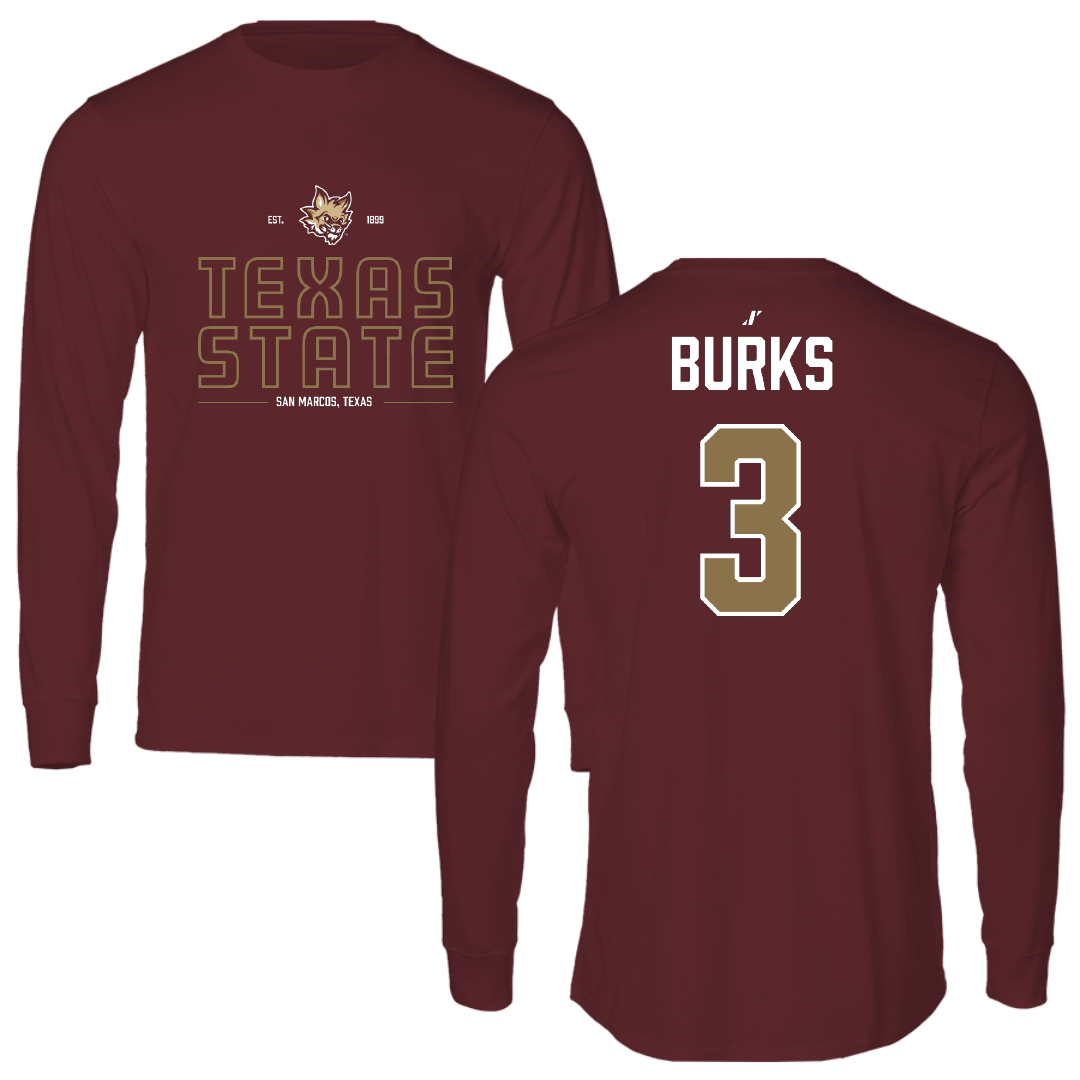 Texas State University Basketball Maroon General Performance Long Sleeve - #3 Saniya Burks