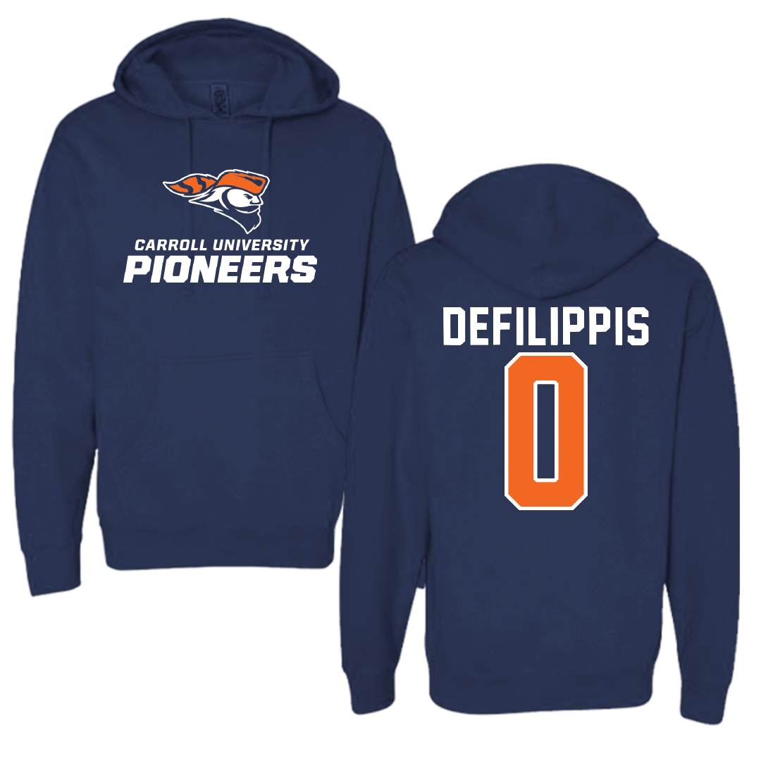 Carroll University Lacrosse Navy Hoodie - #0 Anthony Defilippis