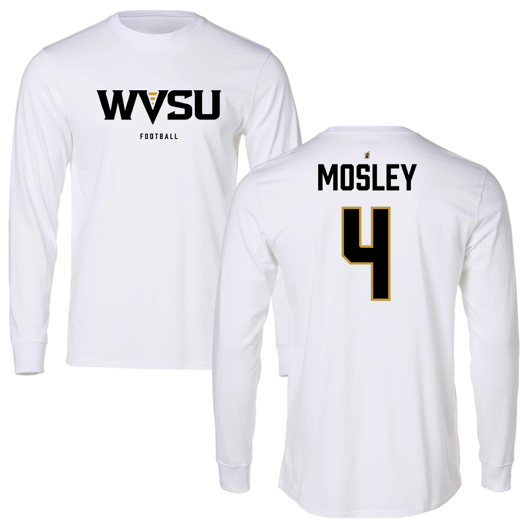 West Virginia State University Football White Long Sleeve - #4 Adrien Mosley