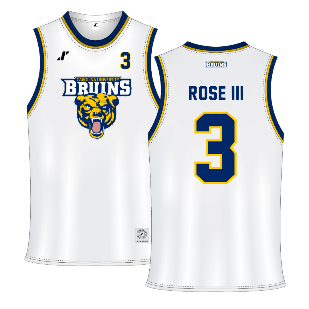 Carolina University White Basketball Jersey - #3 Mikey Rose III