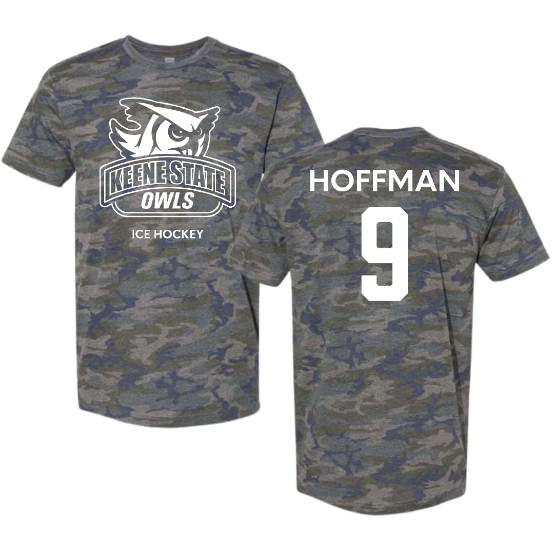 Keene State College Ice Hockey (M) Vintage Camo Tee - #9 Sean Hoffman