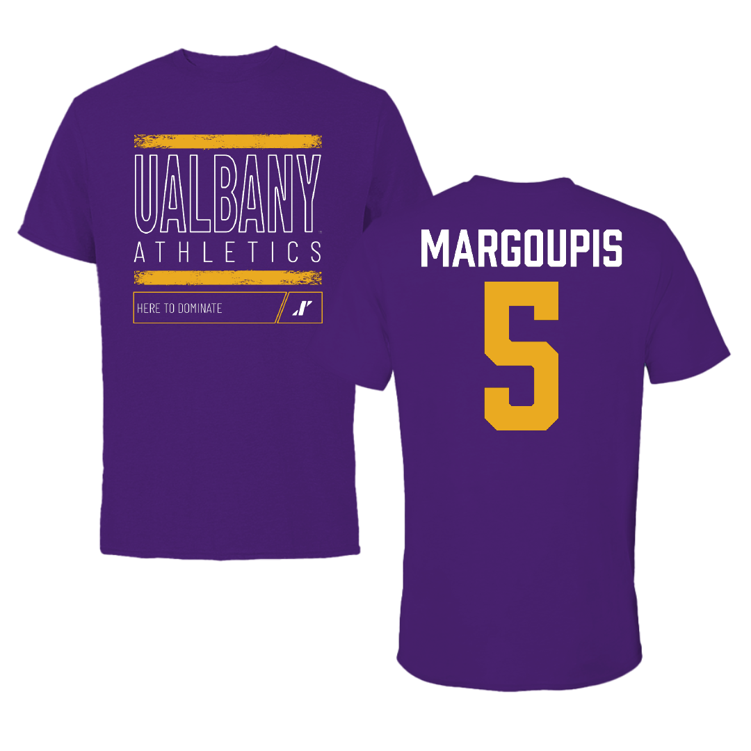 University at Albany Basketball Purple Dominate Performance Tee - #5 Jack Margoupis