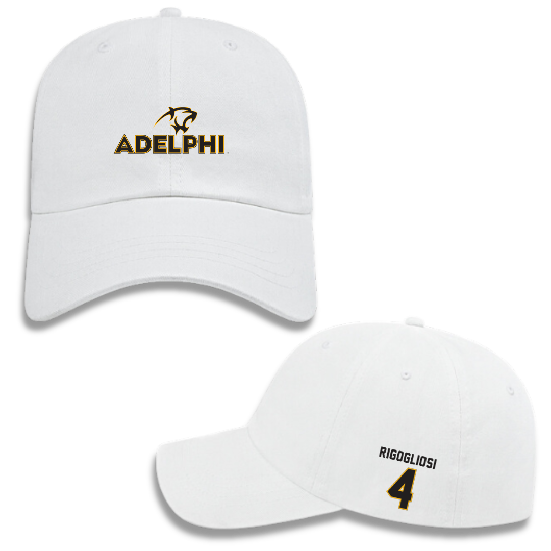 Adelphi University Baseball White Hat - #4 Anthony Rigogliosi