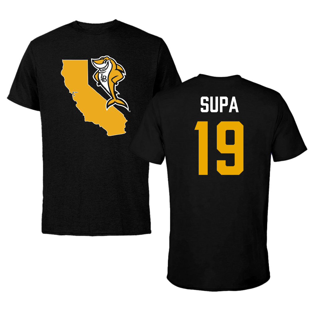 Long Beach State University Soccer Black State Tee - #19 Kailey Supa