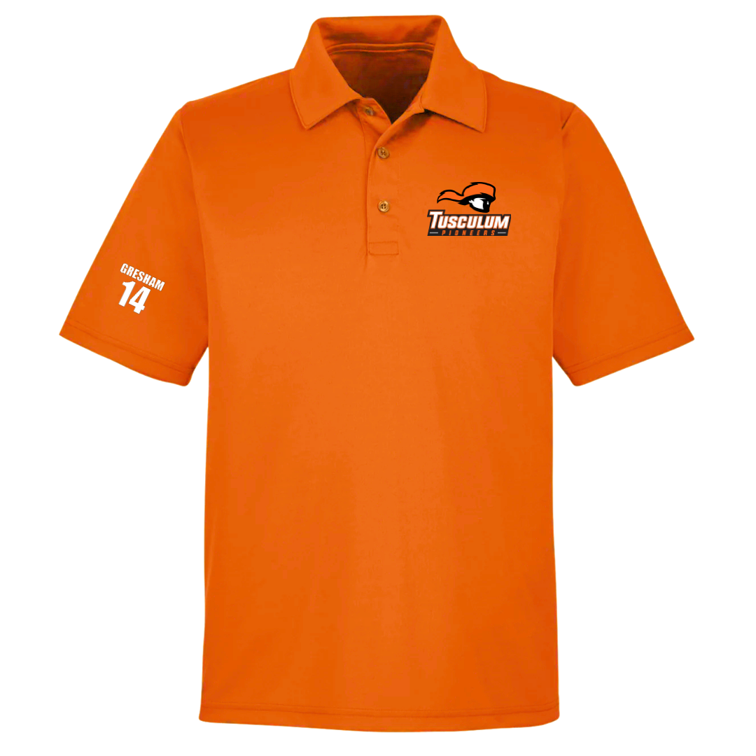 Tusculum University Volleyball (M) Orange Polo - #14 Patrick Gresham
