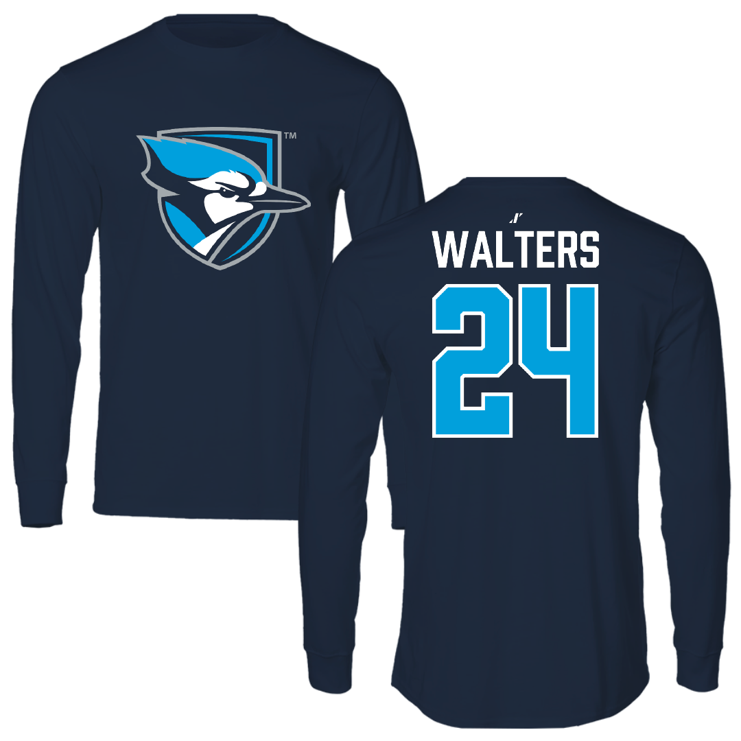 Elmhurst University Soccer Navy Mascot Performance Long Sleeve - #24 AJ Walters