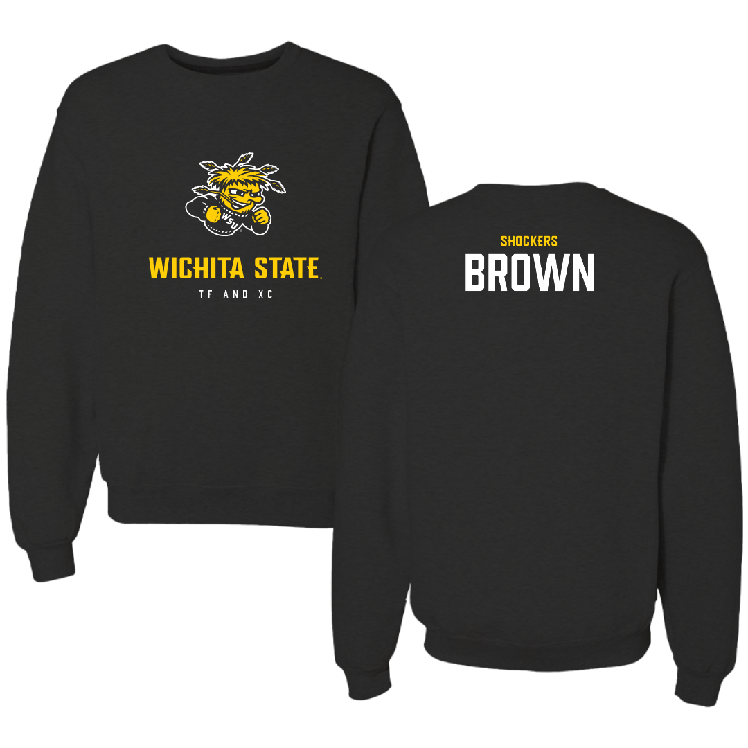 Wichita State University TF and XC Black Block Crewneck - Zada Brown
