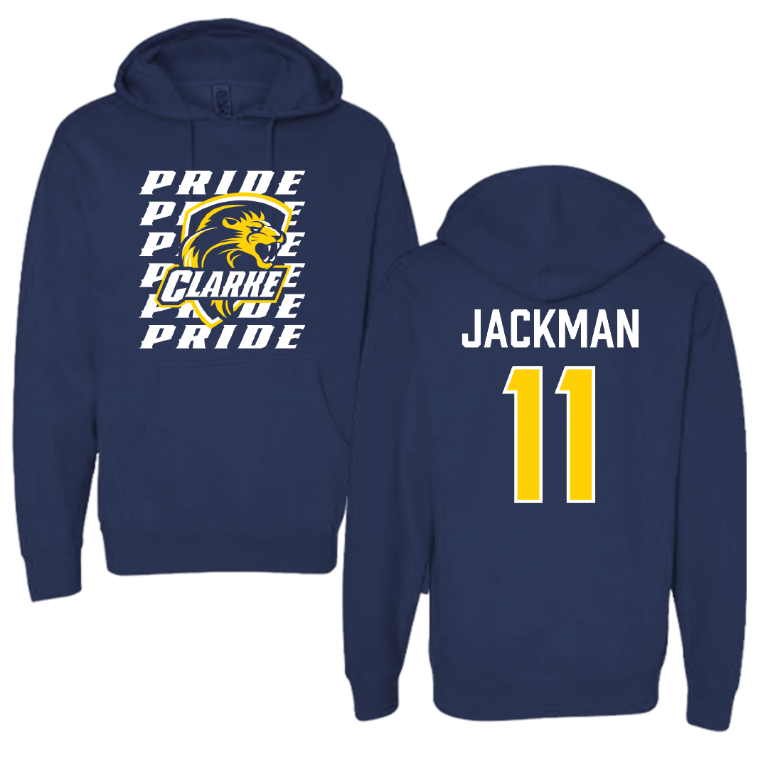 Clarke University Football Navy General Hoodie - #11 Jayden Jackman