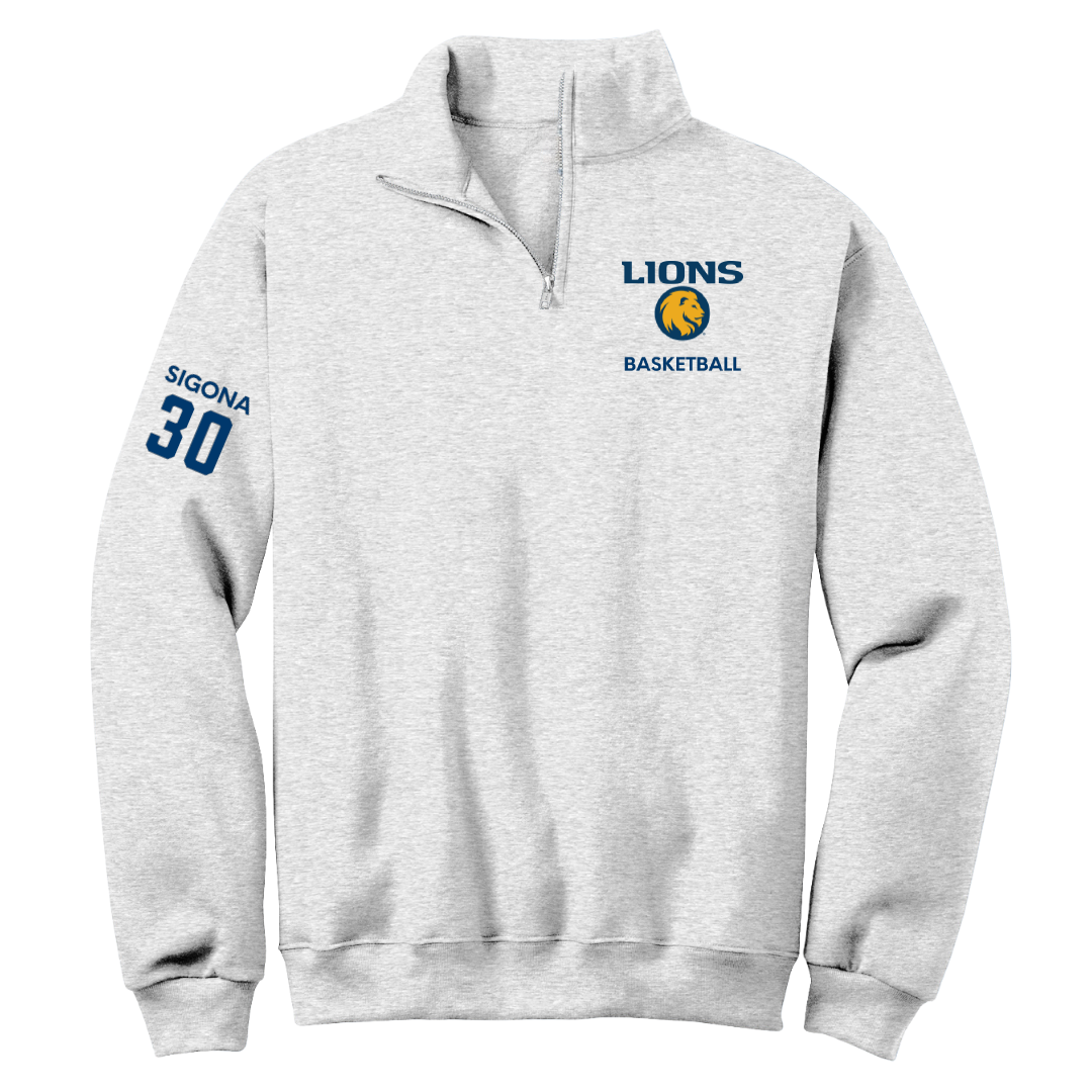East Texas A&M University Basketball (M) Light Gray Quarter-Zip - #30 Vinny Sigona