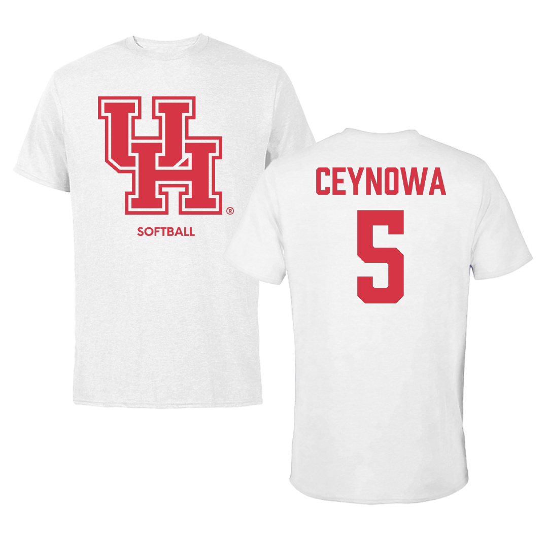 University of Houston Softball White Performance Tee - #5 Clare Ceynowa