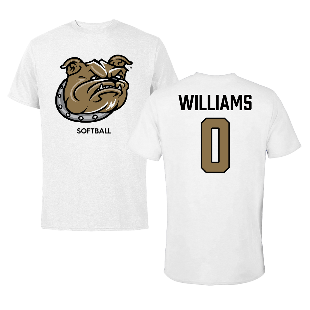 Bryant University Softball White Performance Tee - #0 Arriana Williams