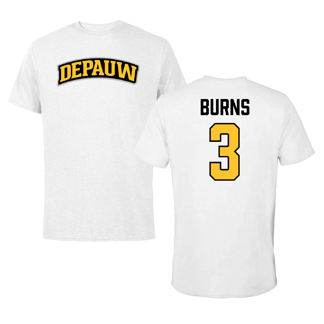 DePauw University Basketball (W) White Tee - #3 Kiera Burns