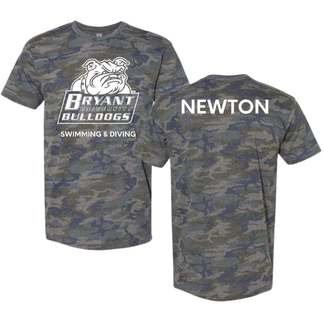 Bryant University Swimming & Diving Vintage Camo Tee - Arthur Newton