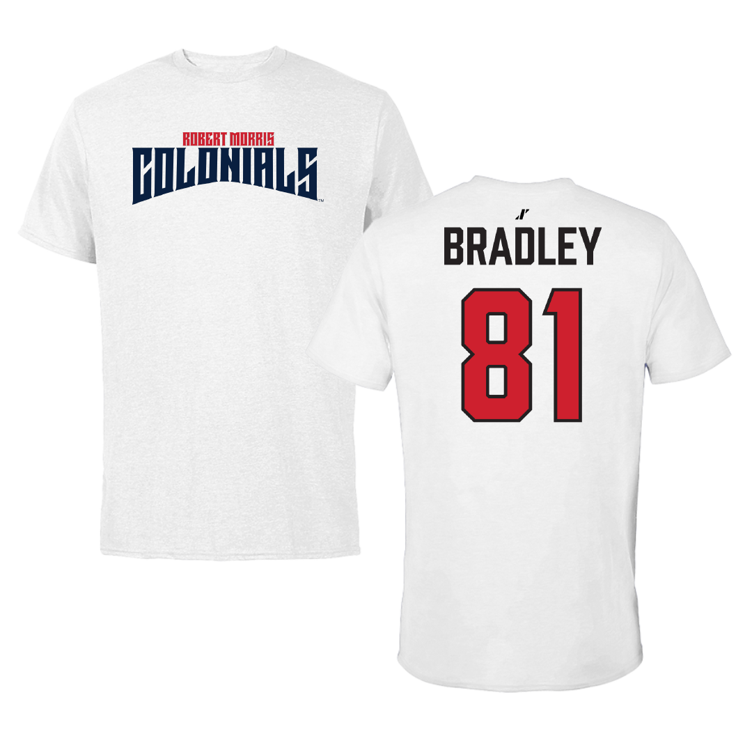 Robert Morris University Football White Classic Performance Tee - #81 Rashad Bradley