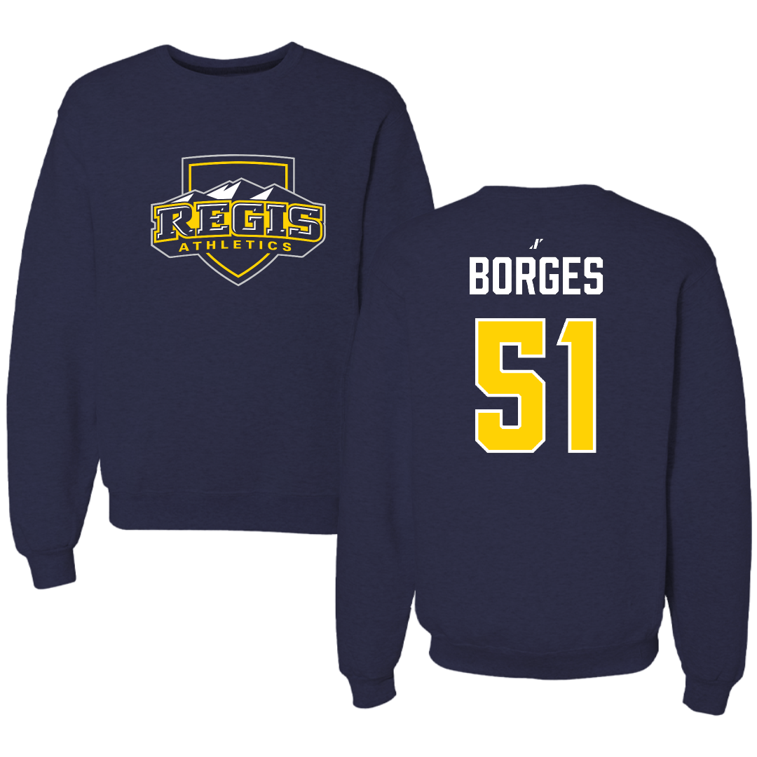 Regis University (Colorado) Baseball Navy Crewneck - #51 Carson Borges