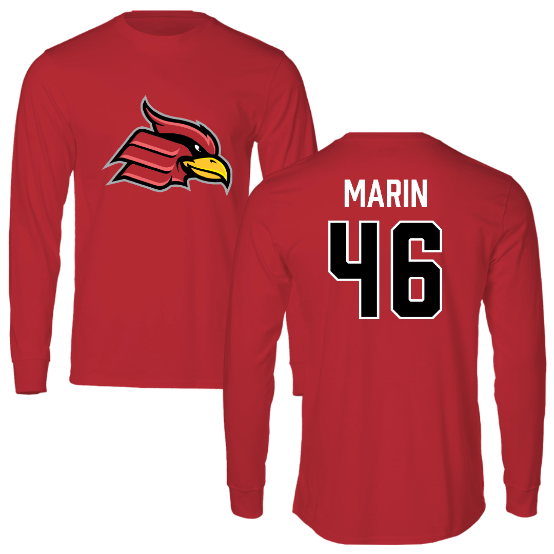 Wheeling University Lacrosse (M) Red Performance Long Sleeve - #46 Hajiyianni Marin