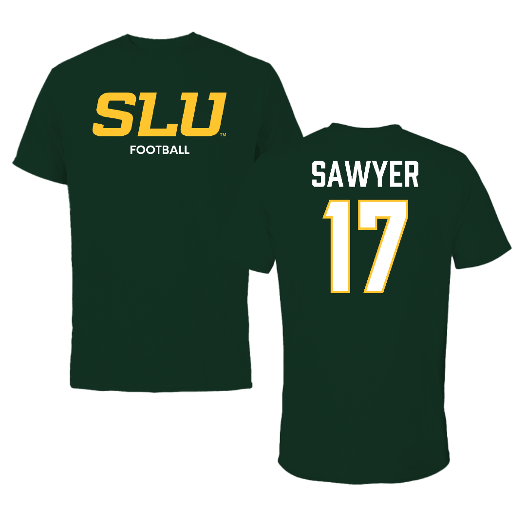 Southeastern Louisiana University Football Forest Green Tee - #17 Eli Sawyer